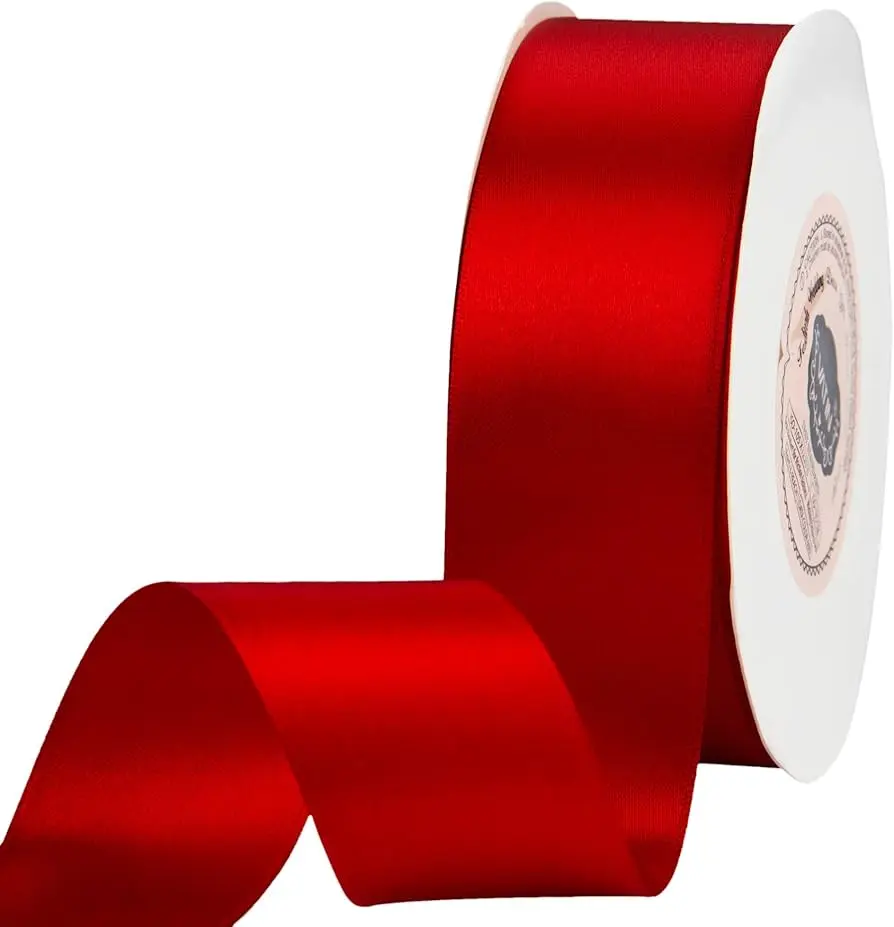 #3 Unwired Double Face Satin Ribbon (50 Yards) - Red