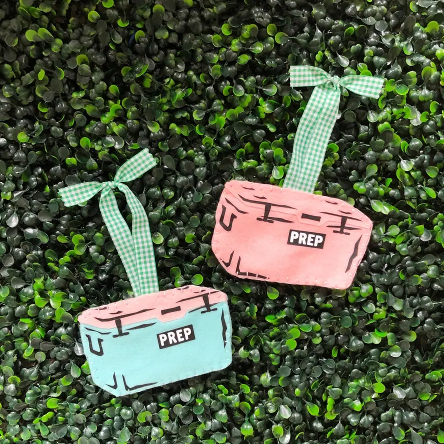 Aqua/Pink Preppy Cooler Ornaments