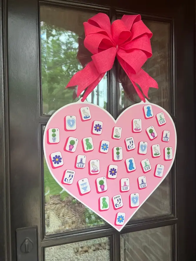 Mahj Tile Heart Door Hanger - Hth X Stylin' Brunette