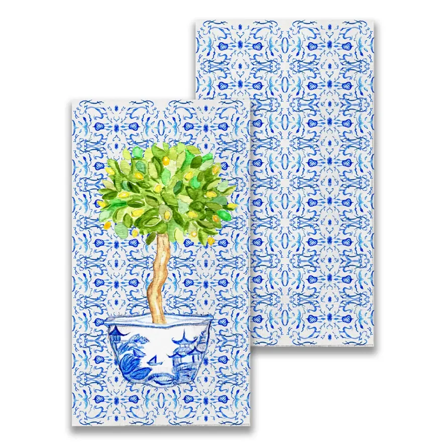 Towel - Blue and White Bowl with Lemon Tree Guest Towel