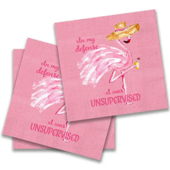 Napkin - Unsupervised Flamingo Cocktail Napkin, 12ct