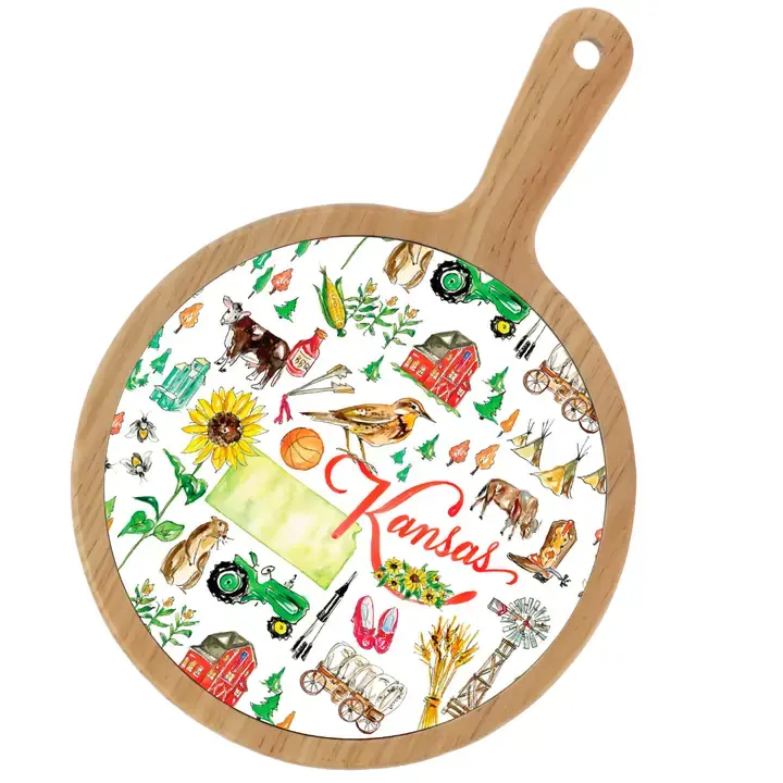 Kansas State Bamboo & Ceramic Cheese Board Rosanne Beck 