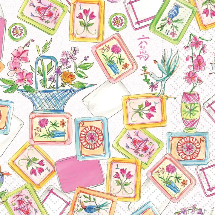 Mahjong Allover Paper Cocktail Napkins 20 Ct