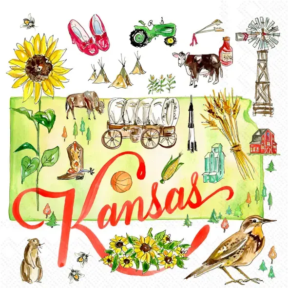 Kansas State Collection Paper Cocktail Napkins - 20 Ct