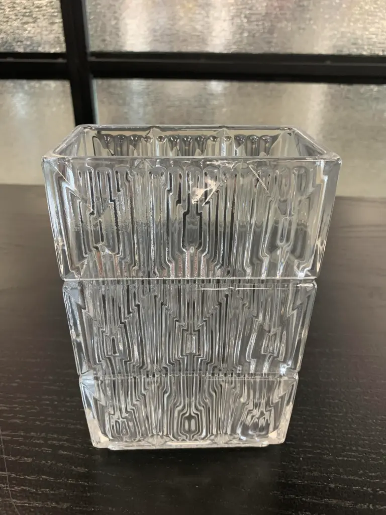 Upright Rectangle Etched Glass Vase
