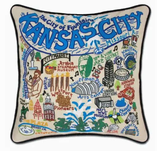 [BGD-226P] Kansas City Hand-Embroidered Pillow