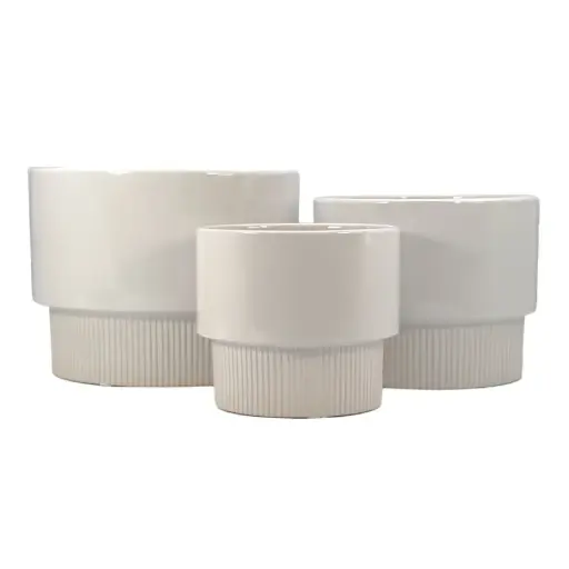 [BFV-CZ80051AM-S] Modern Off White Ceramic Planter Pot - Small
