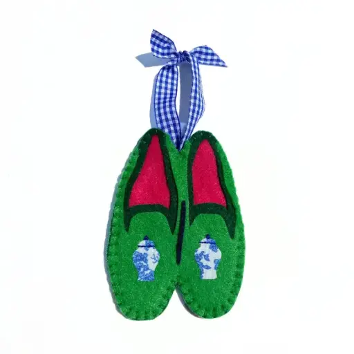 [BGD-ORN-LOA-GRE-IND] Preppy Grandmillennial Ginger Jar Loafer Ornament