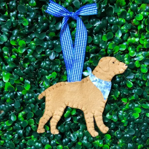 [BGD-ORN-LAB-TAN-IND] Preppy Yellow Labrador Ornaments