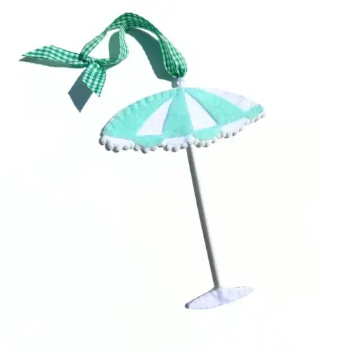 [BGD-ORN-UMB-AQU-IND] Preppy Aqua Patio Umbrella Ornament