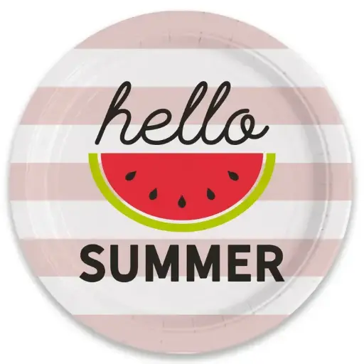 [BGD-DCIP-23047] Hello Summer Watermelon Paper Plate, 8ct