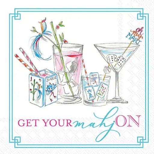 [BGD-C053700] Mahjong Drinks Paper Cocktail Napkin - 20 Ct