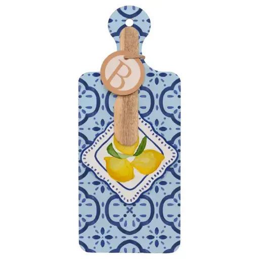 [BGD-HTC1116240] Azure & Ivy Blue Cuterie Cheese Board & Wood Spreader Set