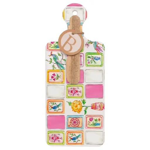 [BGD-HTC400082] Mahjong Pink Cuterie Cheese Board & Wood Spreader Set